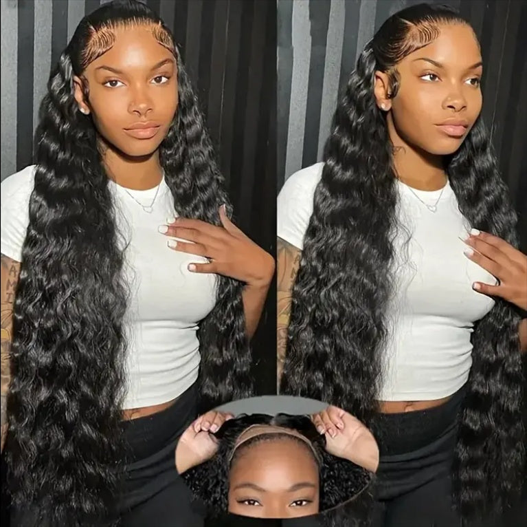 Perruque sans colle – 70 % cheveux humains – Deep Wave – 4x4 HD lace
Glueless Deep Wave Wig – 70% Human Hair – 4x4 HD Lace Frontal