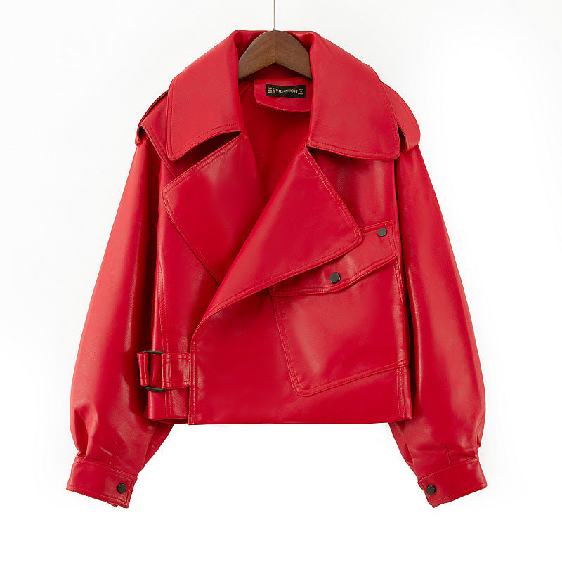 Veste motard en cuir – Coupe courte et ample