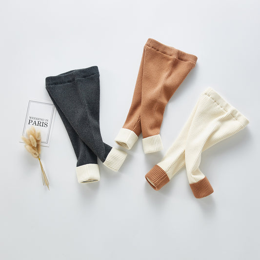 Leggings épais en tricot doublés de peluche