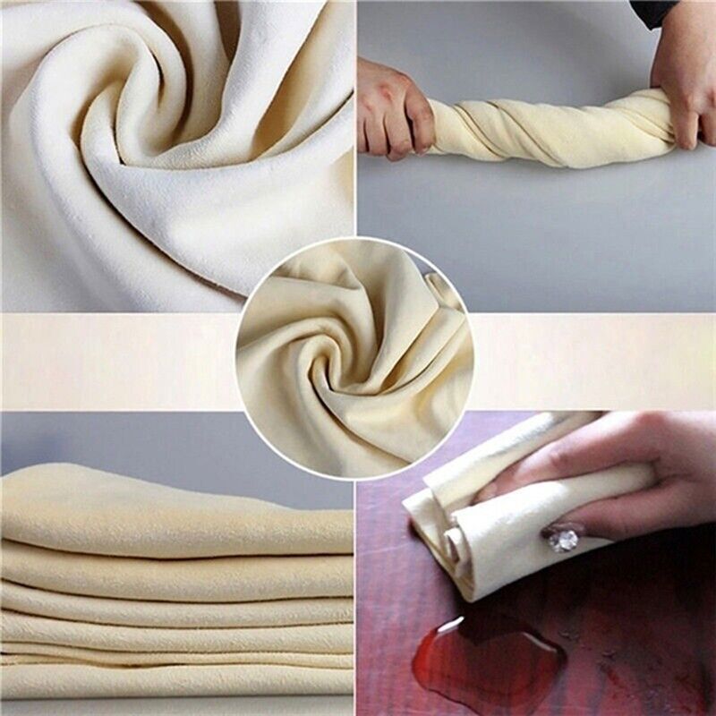Grande peau de chamois naturelle pour voiture – chiffon de nettoyage absorbant, lavage et séchage 90*60cm