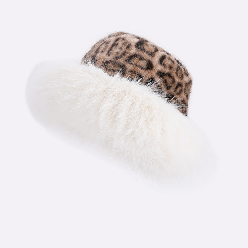 Chapeau en peluche imprimé léopard – Épais, automne & hiver, protection contre le froid