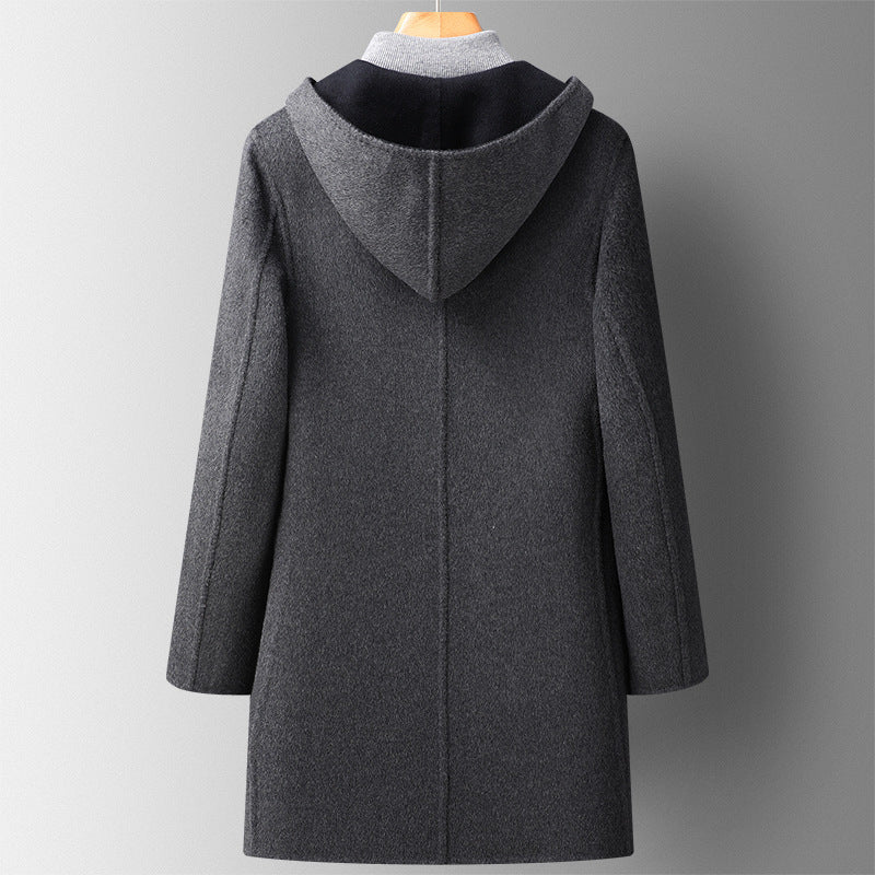 Manteau à Capuche Réversible en Laine pour Homme – Mi-long Automne & Hiver 🍂🧥❄️