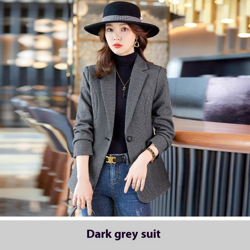 Blazer Femme Pied-de-Poule – Veste Courte Élégante et Tendance