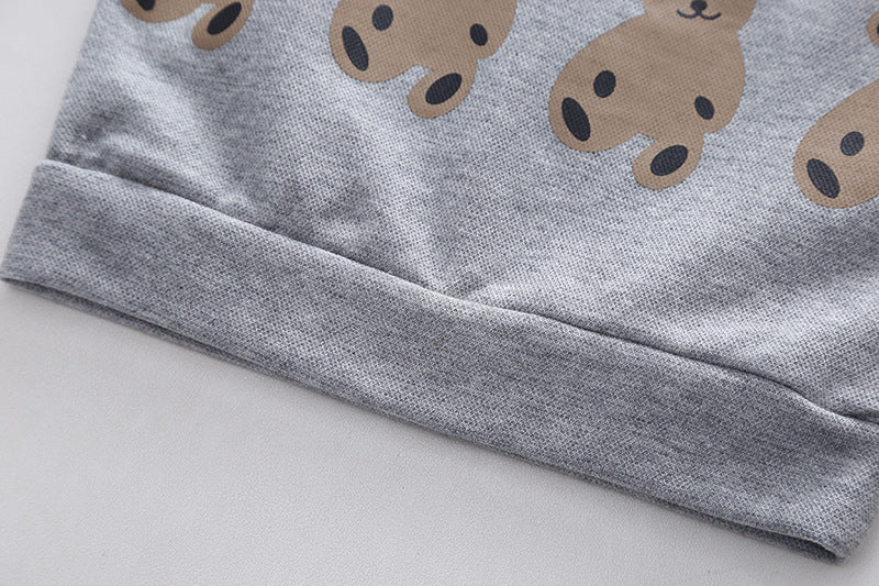 Ensemble 2 pièces à capuche motif ours – Enfant, style occidental, col à revers