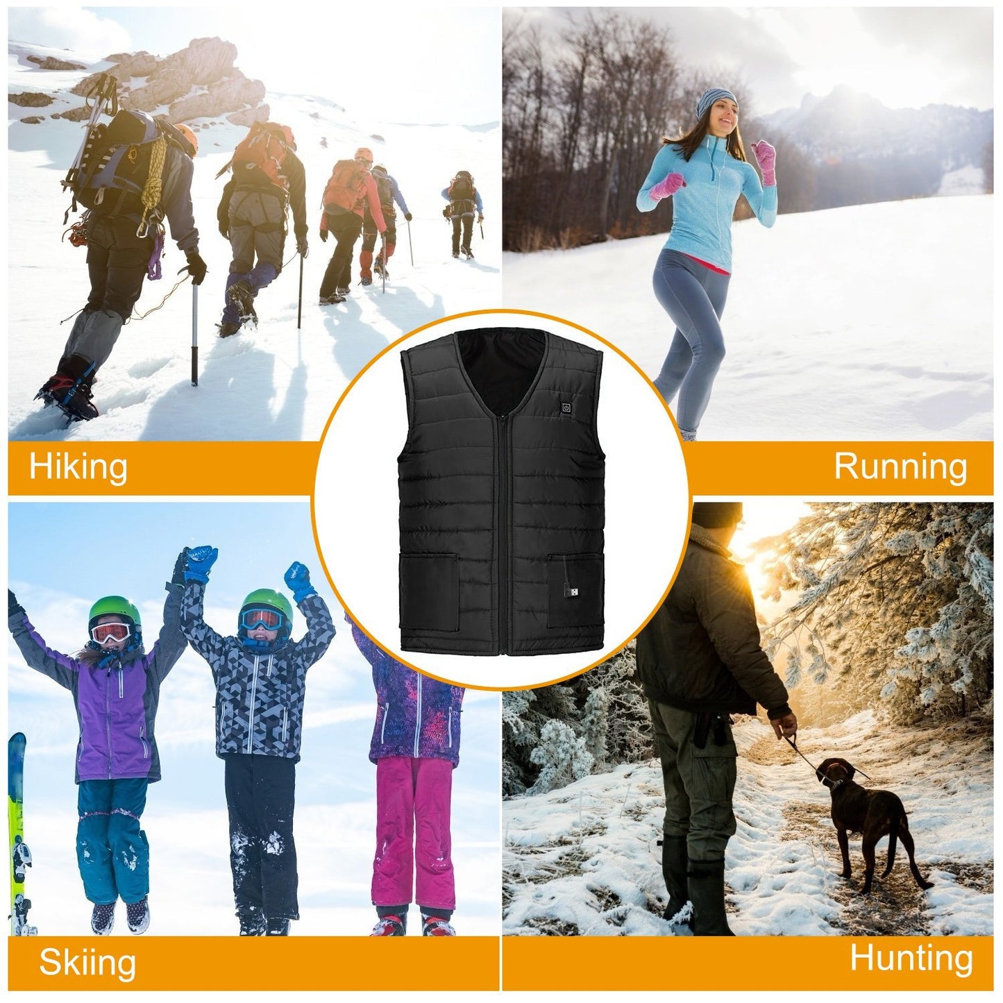 Gilet chauffant unisexe – 10 zones de chauffage, 3 niveaux de chaleur réglables, USB – Idéal pour l’hiver et les activités extérieures