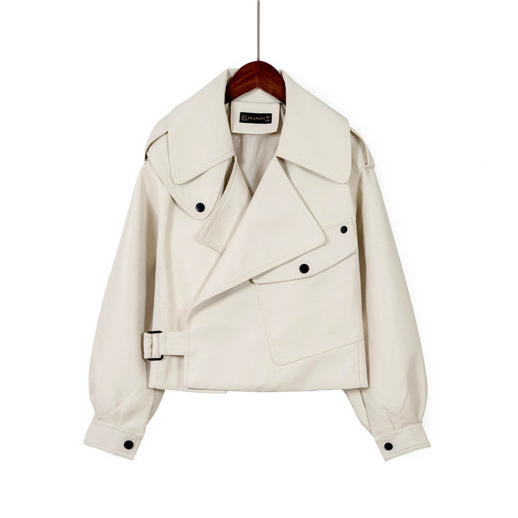 Veste motard en cuir – Coupe courte et ample