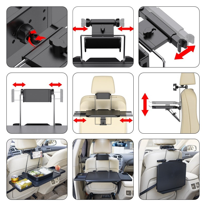 Petite table pliante pour voiture – Table de repas et support d’ordinateur pour dossier de siège