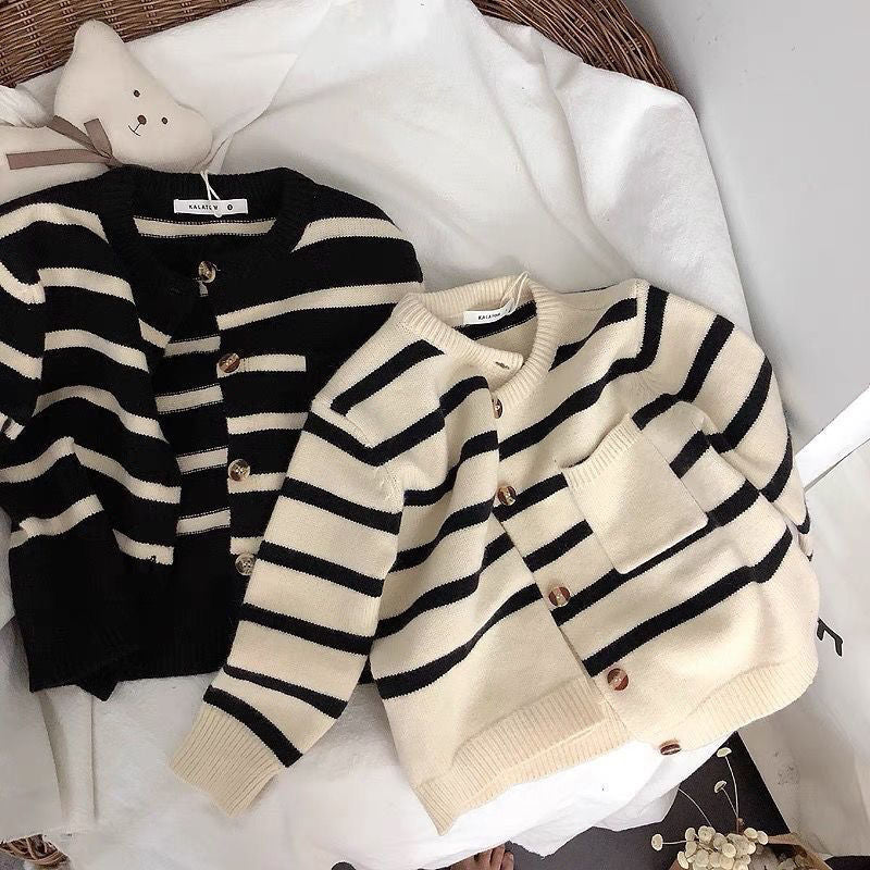 Gilet Cardigan Rayé Doux pour Fille – Style Tendance Automne/Hiver