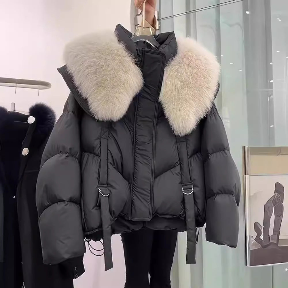 Manteau d’hiver noir femme – Veste matelassée en coton chaud