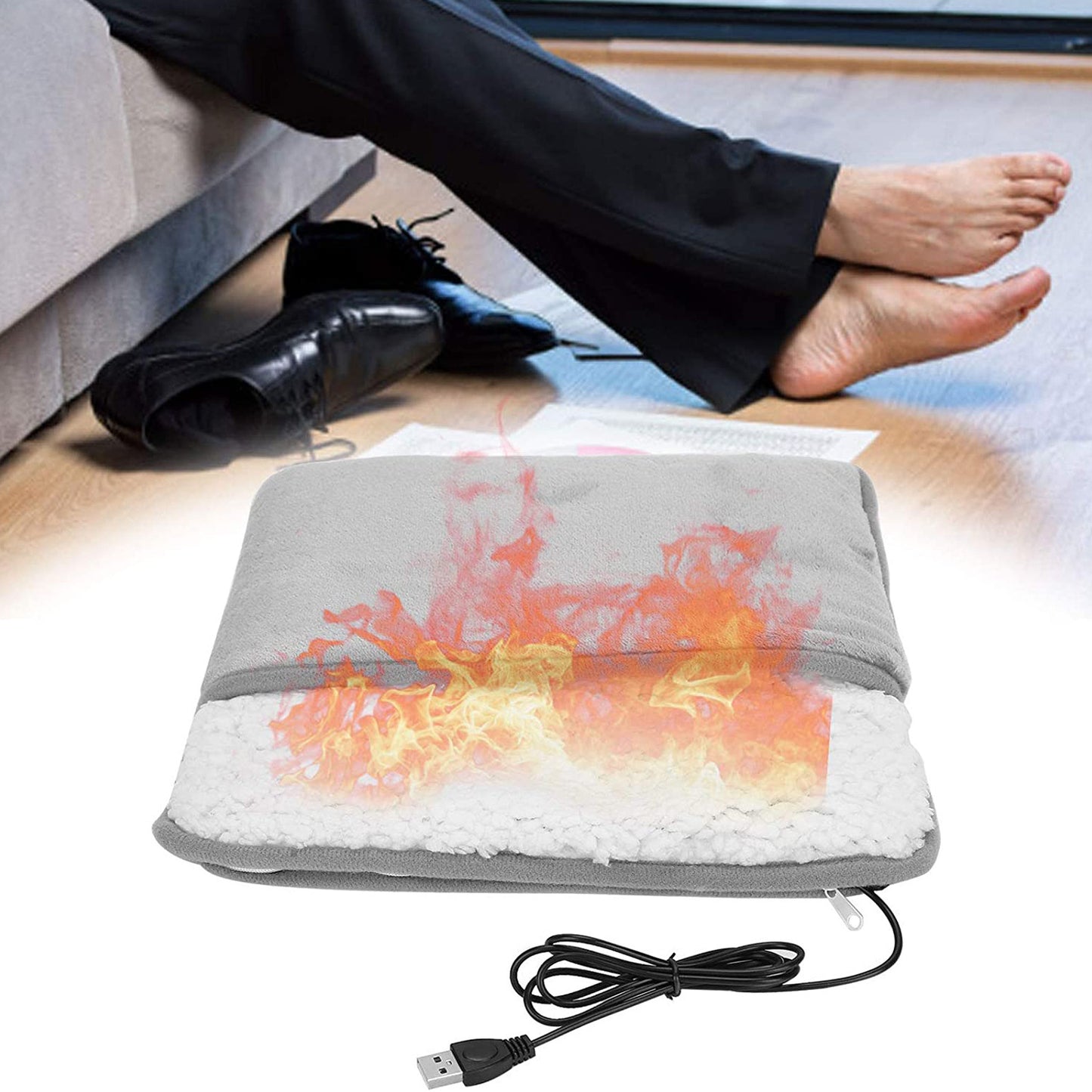 Chauffe-pieds électrique USB – Housse chauffante en peluche pour chaussures / semelles – Trésor thermique d’hiver