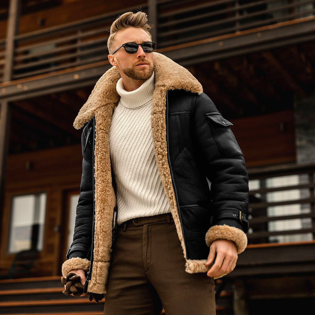 Veste d’hiver homme en polaire style militaire – Manteau chaud avec col en fourrure, veste tactique de type armée pour homme