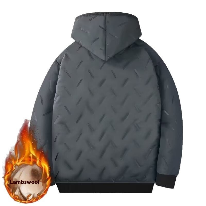 Manteau d’hiver à capuche en peau de mouton synthétique – Rembourré coton, couleur unie