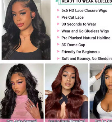 Perruques Body Wave en cheveux humains – Sans colle
Body Wave Glueless Human Hair Wigs