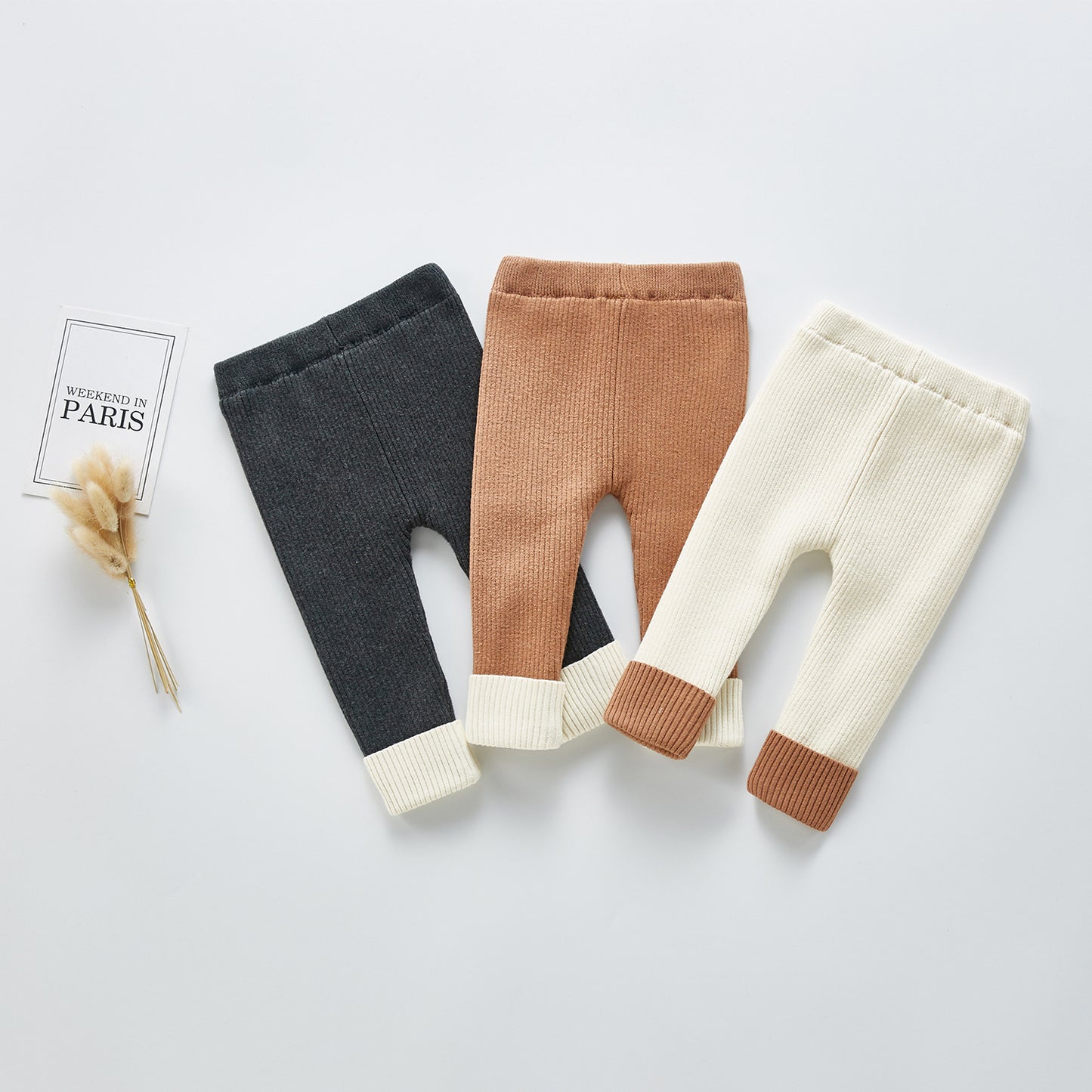 Leggings épais en tricot doublés de peluche