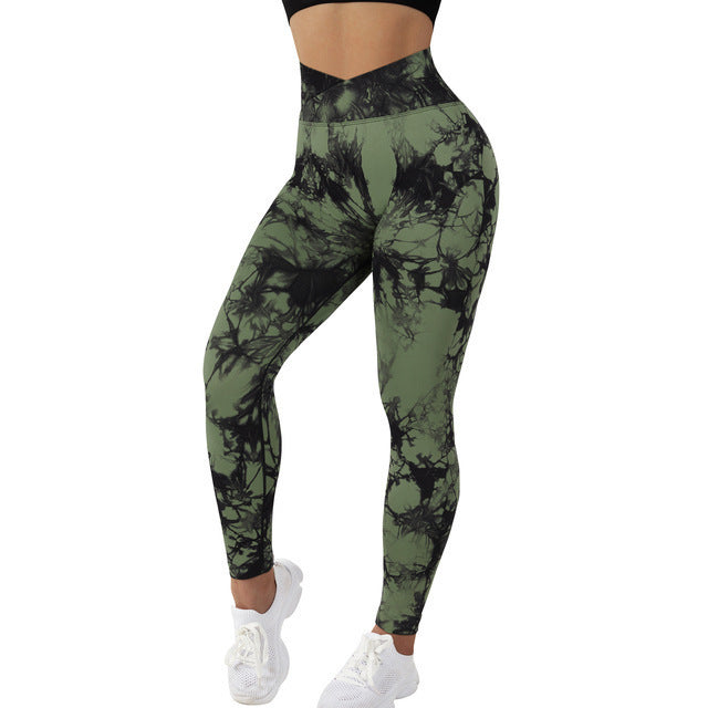 Legging Femme Sans Couture Tie-Dye – Push-Up, Yoga, Fitness, Course & Gym
