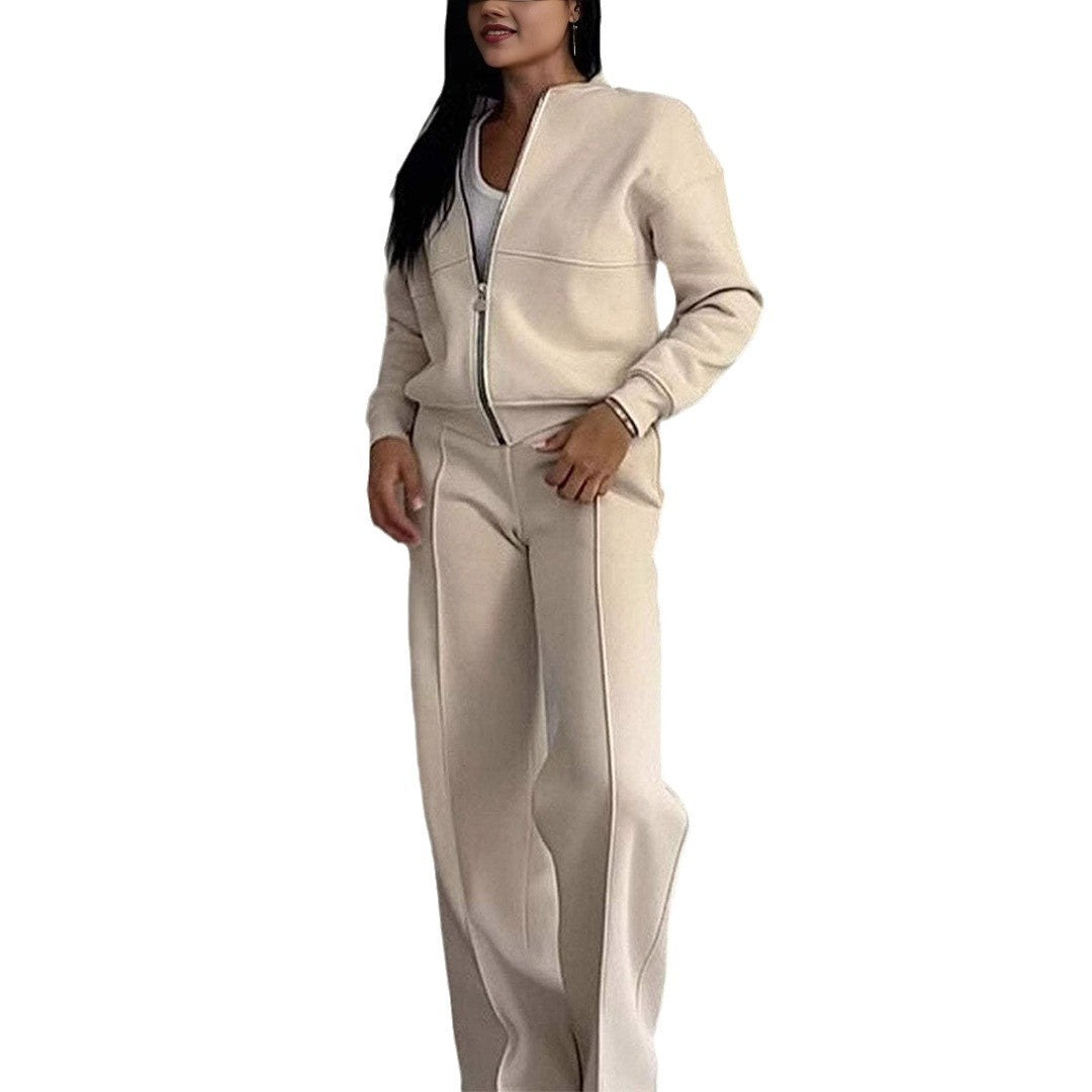Ensemble de sport femme – Veste zippée et pantalon large deux pièces