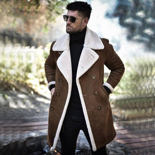 Manteau homme hiver – Veste chaude en suédine avec doublure polaire