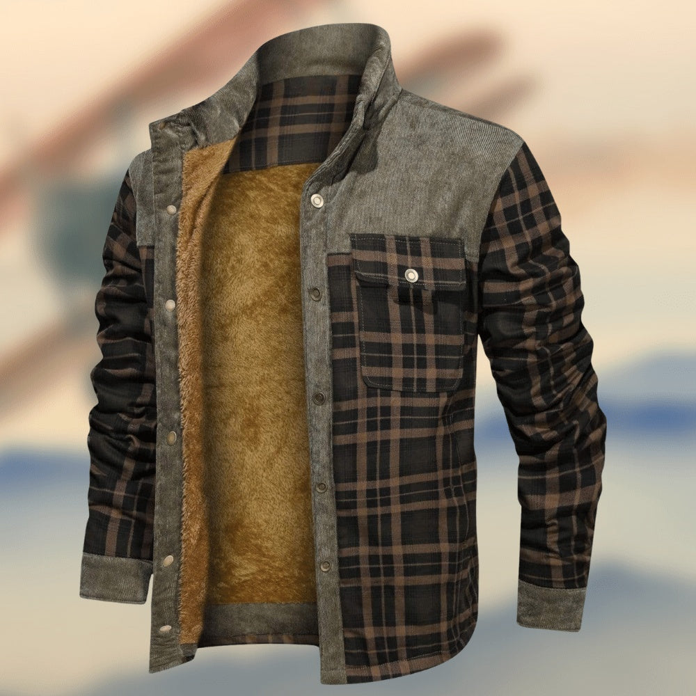 Chemise-veste épaisse à carreaux – Style décontracté