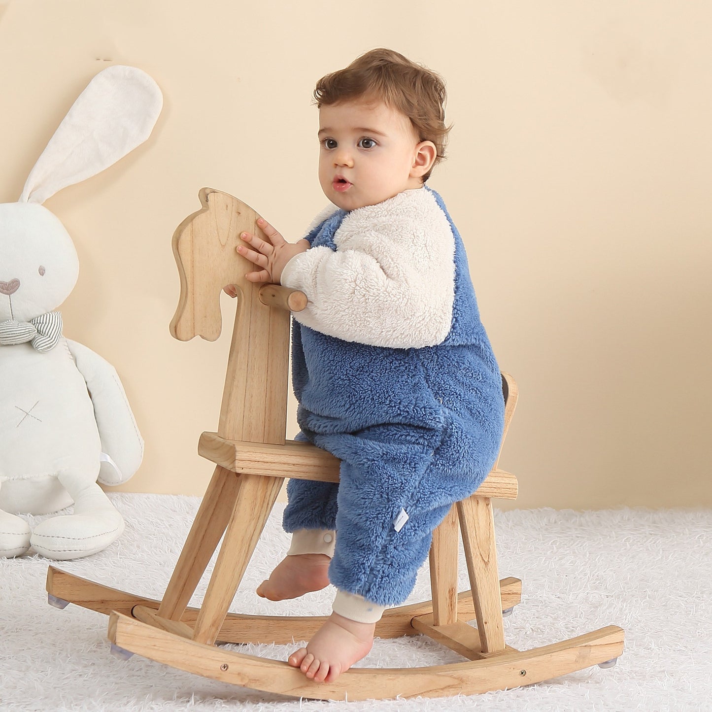 combinaison en peluche douce pour bébé- automne-hiver / Jumpsuit Autumn And Winter Fleece-lined Thick Coral Fleece Romper
