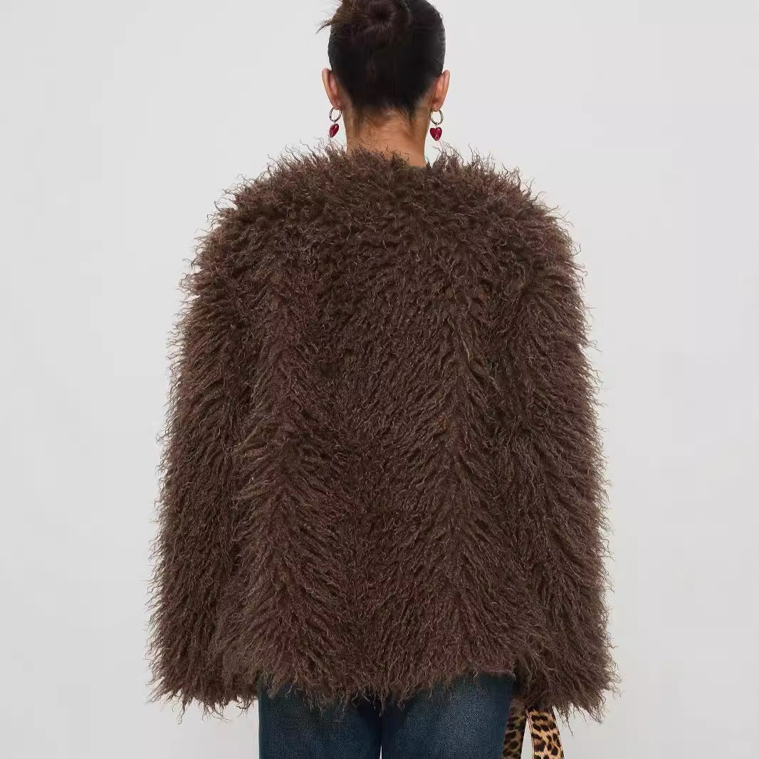 Manteau femme en fausse fourrure – Élégant et chaleureux