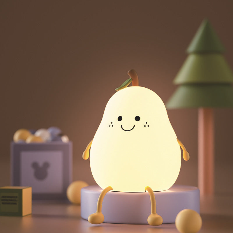 Veilleuse LED Poire en Silicone – Tactile & Rechargeable | Déco de Chevet Douce
