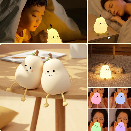 Veilleuse LED Poire en Silicone – Tactile & Rechargeable | Déco de Chevet Douce