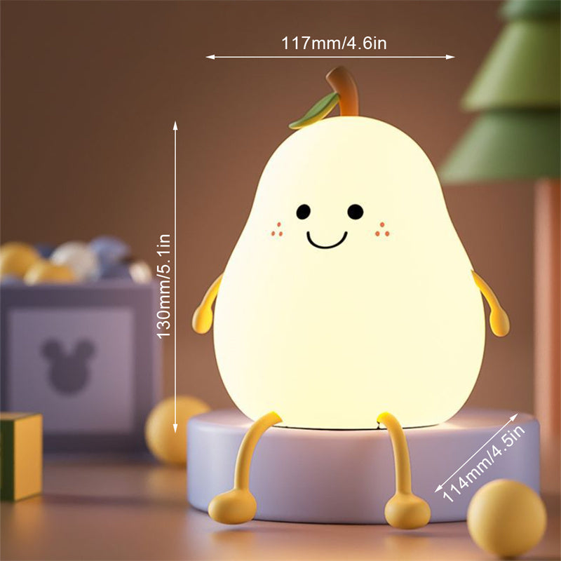 Veilleuse LED Poire en Silicone – Tactile & Rechargeable | Déco de Chevet Douce