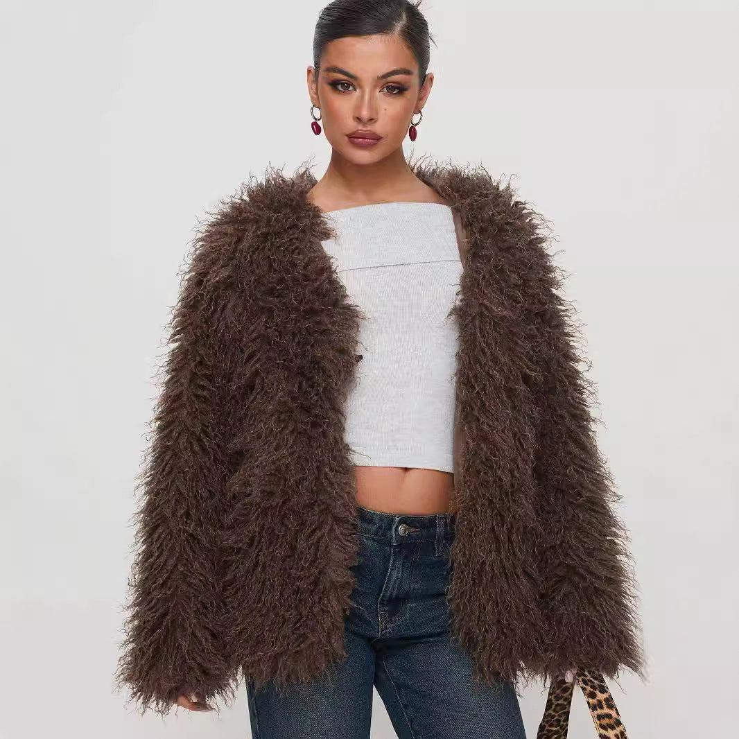 Manteau femme en fausse fourrure – Élégant et chaleureux