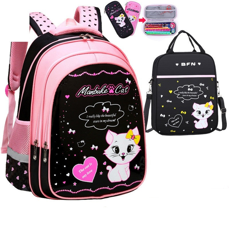 Sac à dos scolaire pour enfants avec motif de chat mignon