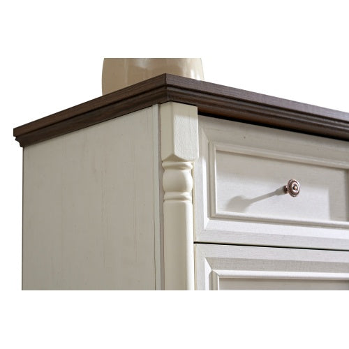 Commode 10 tiroirs en bois – Style rustique avec base et rebord