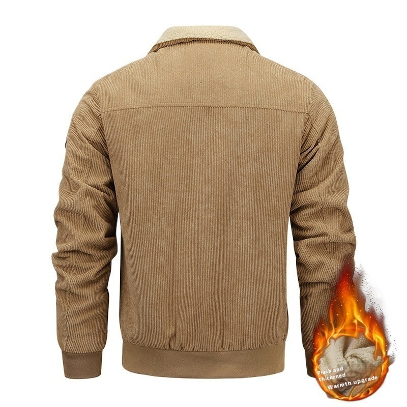 Veste polaire d’hiver pour homme – Col revers avec poches, manteau chaud et épaisse