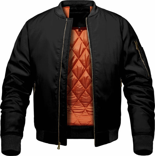 Blouson aviateur homme d’hiver – Veste style baseball, épaisse et chaude, coupe-vent avec poignets côtelés, manteau décontracté