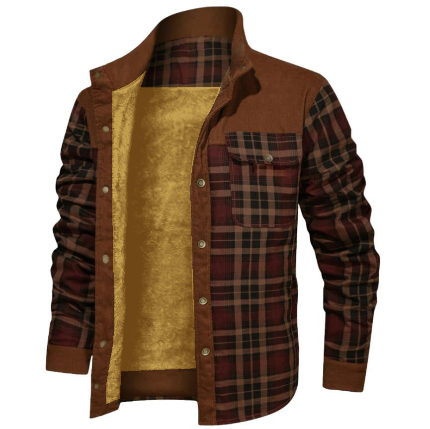 Chemise-veste épaisse à carreaux – Style décontracté
