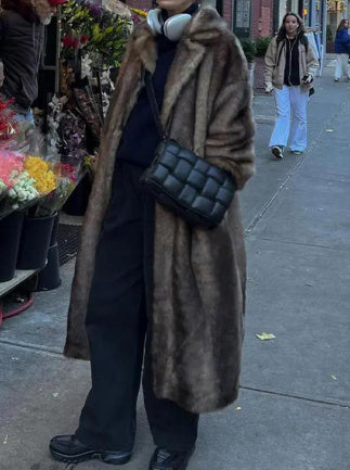 Manteau long femme d’hiver – Imitation vison, doublé polaire épais, chaud et tendance streetwear