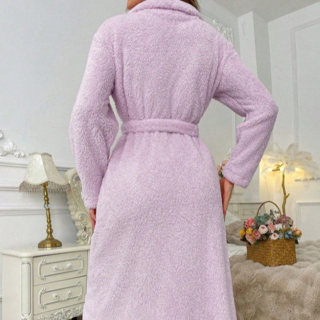 Peignoir en flanelle pour femme – Pyjama long d’automne et d’hiver