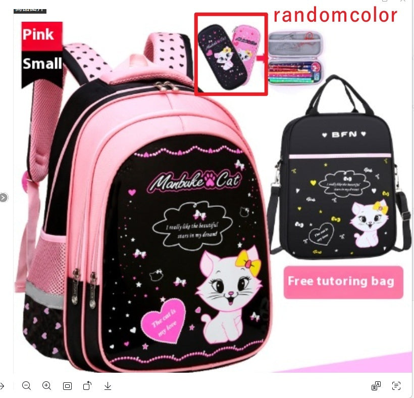 Sac à dos scolaire pour enfants avec motif de chat mignon
