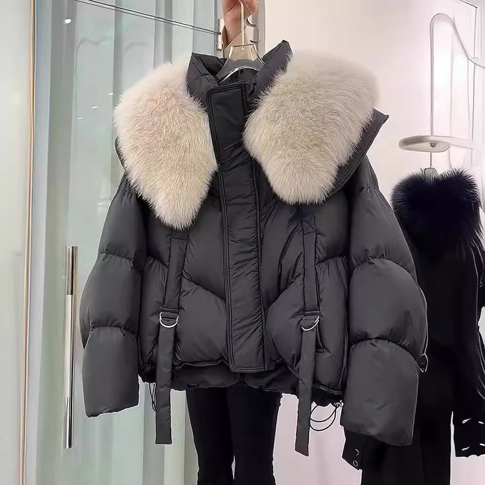 Manteau d’hiver noir femme – Veste matelassée en coton chaud