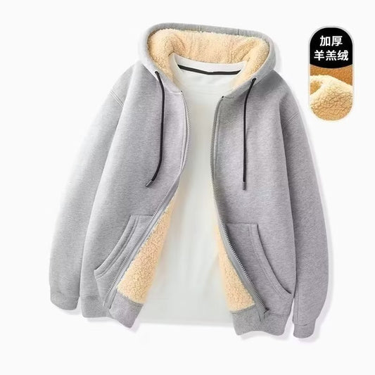 Veste à capuche en peluche imitation peau de mouton – Automne & Hiver, chaude, décontractée, coupe ample, sportswear femme