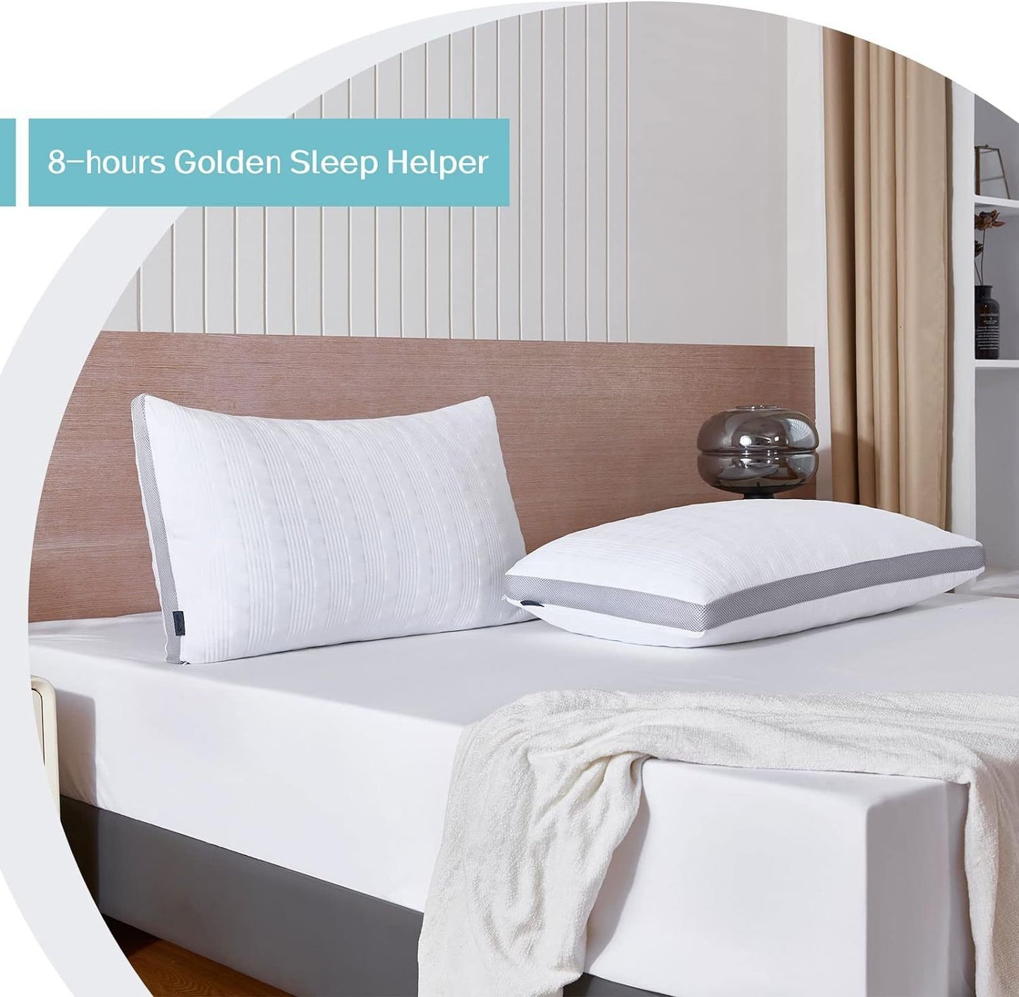 Oreiller ergonomique en mousse mémoire blanche, design moderne. Disponible en plusieurs tailles et poids pour un confort adapté. Idéal pour adultes, soulage les tensions cervicales et favorise un sommeil réparateur.