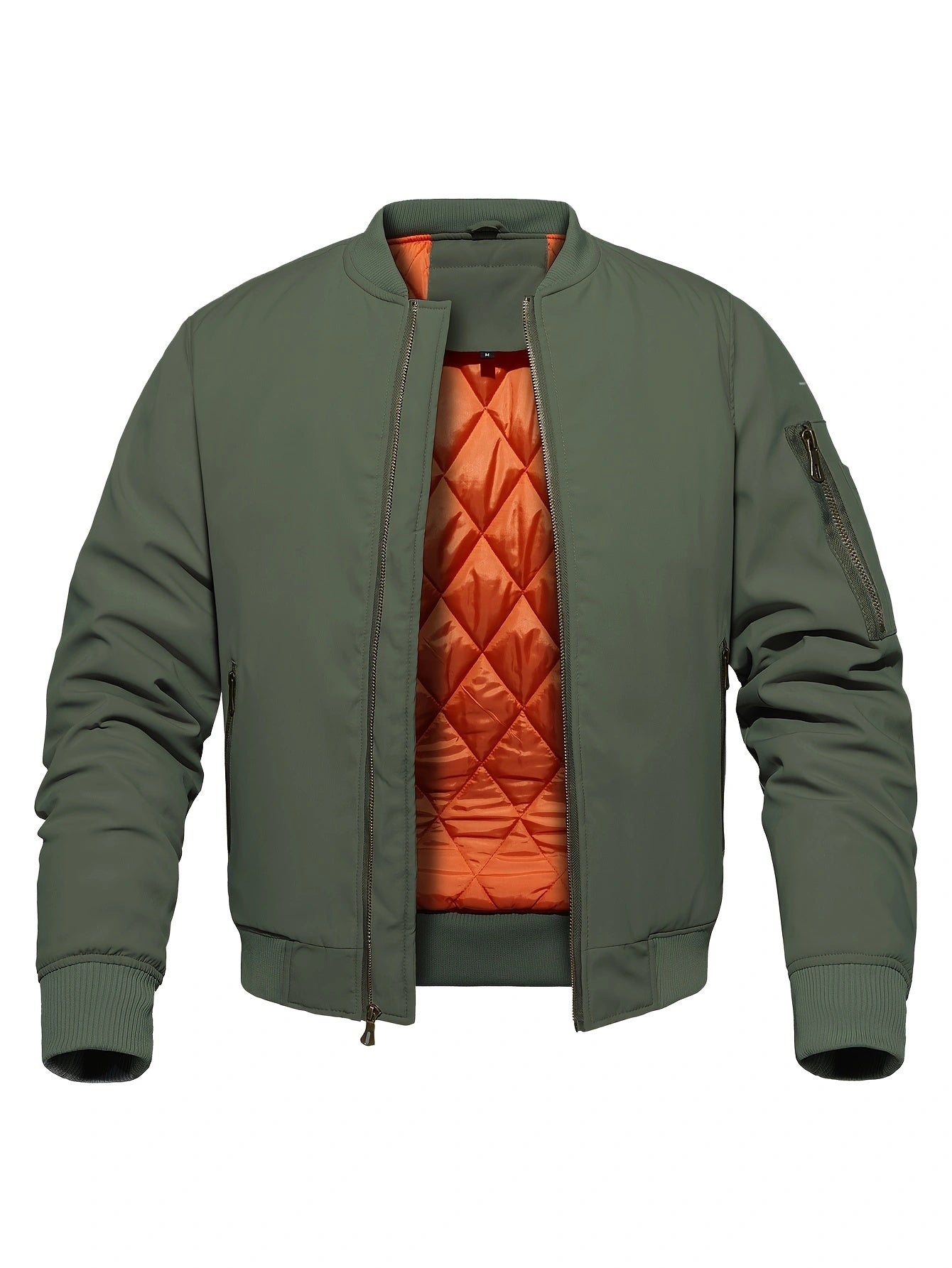 Blouson aviateur homme d’hiver – Veste style baseball, épaisse et chaude, coupe-vent avec poignets côtelés, manteau décontracté