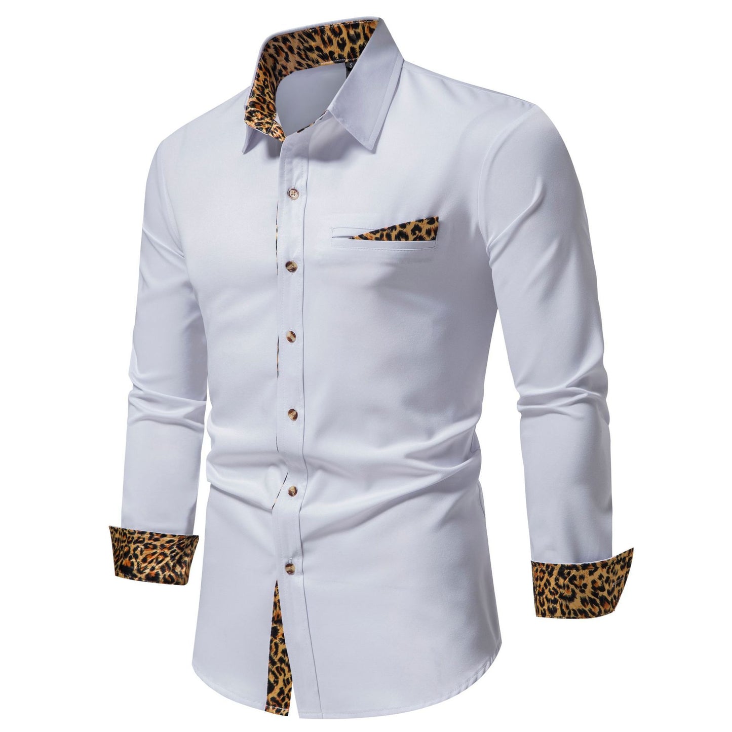 Chemise homme à manches longues – Style bicolore à contraste de couleurs