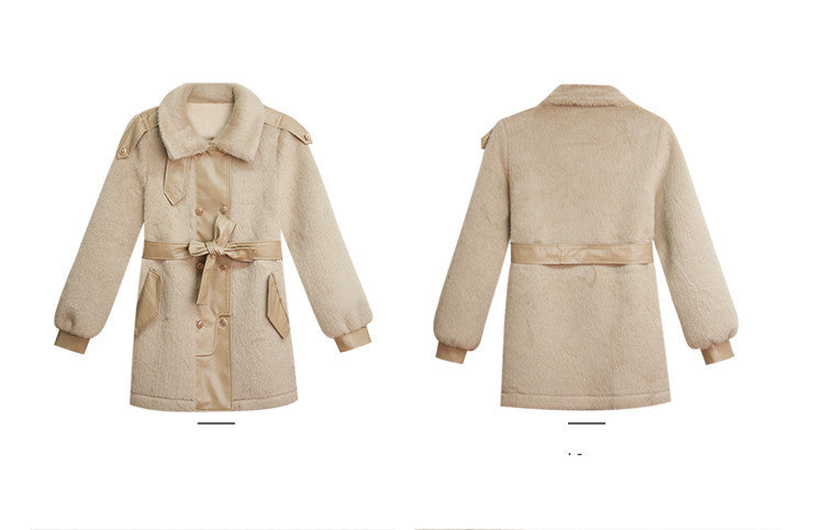 Manteau femme hiver – Style coréen en laine, couture contrastée élégante
