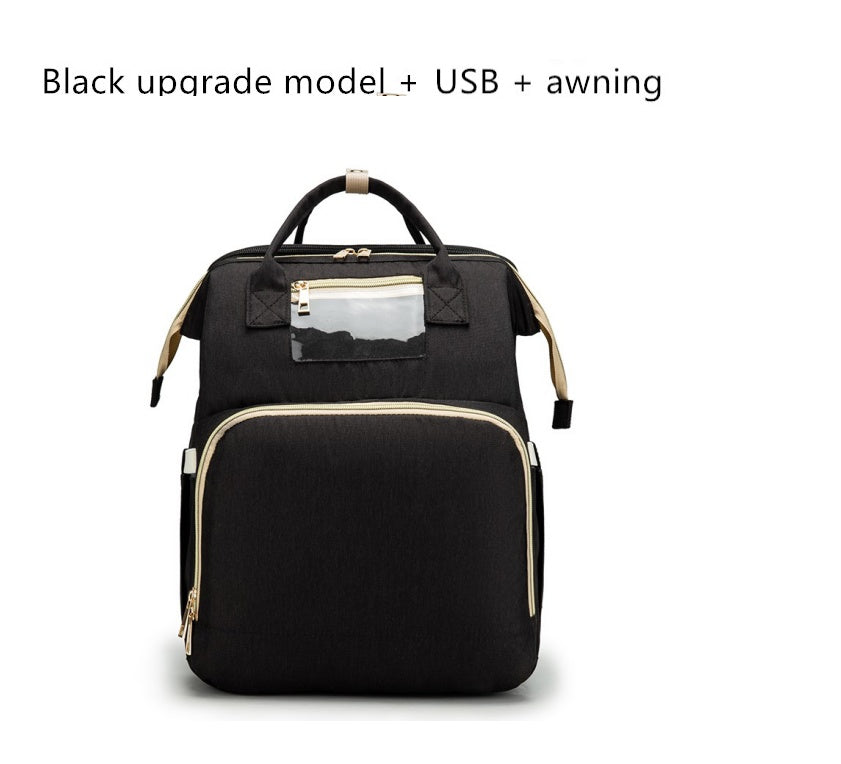 Sac à langer multifonction grande capacité – version USB rechargeable, pliable pour lit de bébé