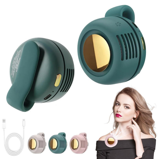 Mini Ventilateur Clip & Tour de Cou – Sans Pale, Rechargeable USB | 3 Vitesses | Pour Extérieur & Été