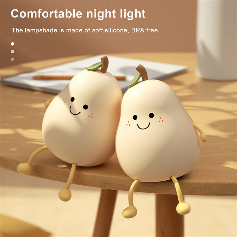 Veilleuse LED Poire en Silicone – Tactile & Rechargeable | Déco de Chevet Douce