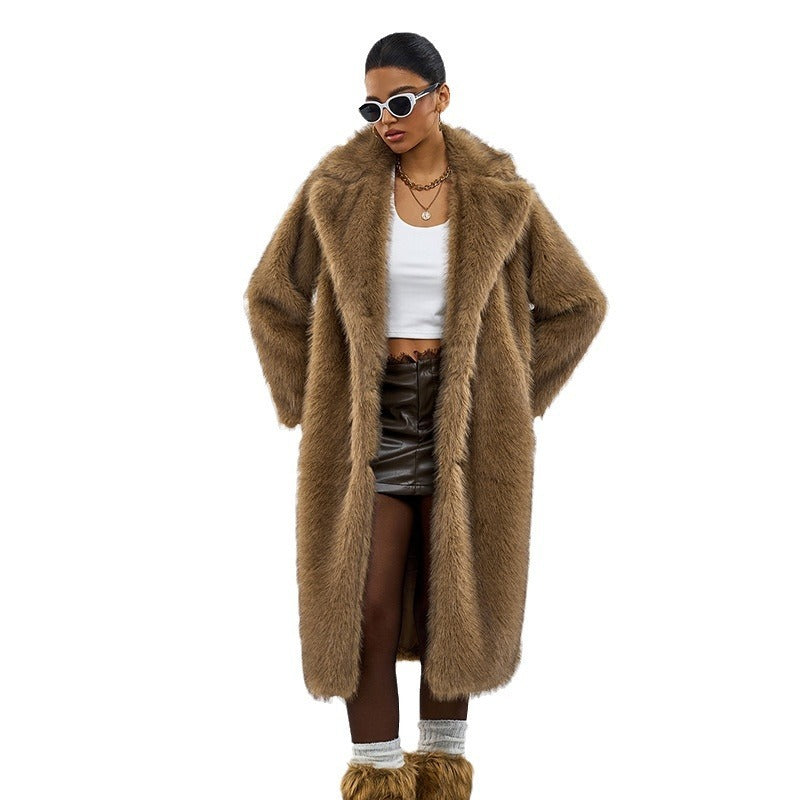 Manteau long en fausse fourrure – Automne & hiver, style élégant et chaud