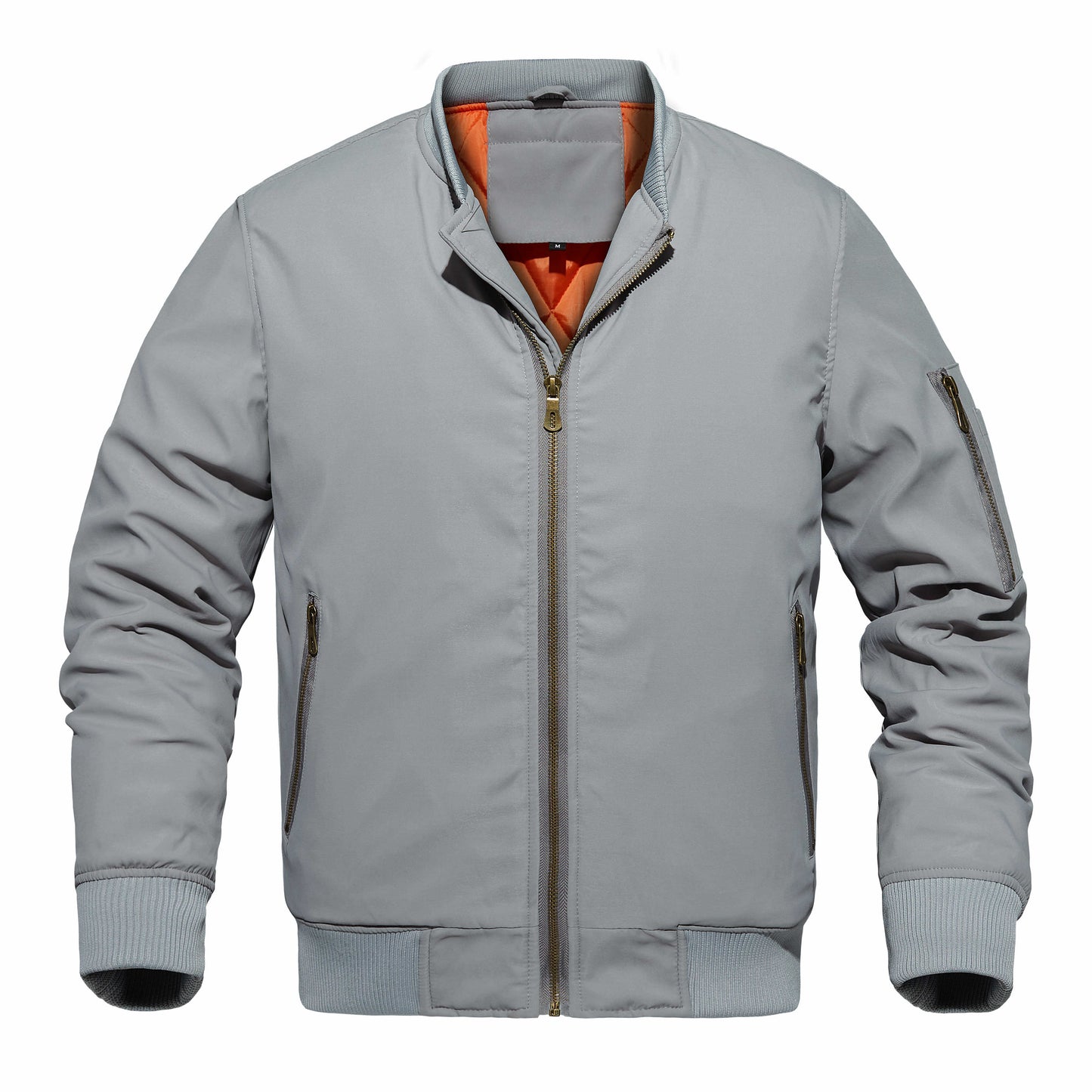 Blouson aviateur homme d’hiver – Veste style baseball, épaisse et chaude, coupe-vent avec poignets côtelés, manteau décontracté