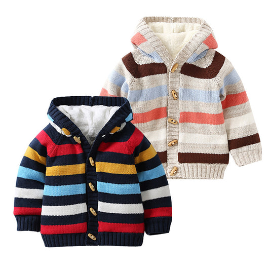 Veste-Pull Enfant Épaisse en Coton & Polaire – Automne/Hiver