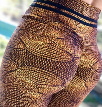 Legging Femme Taille Haute – Imprimé Corde de Chanvre, Style Décontracté & Fitness Printemps