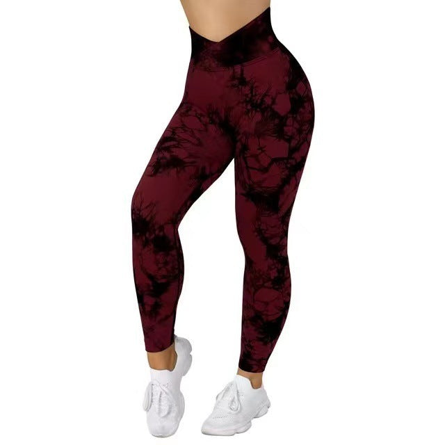 Legging Femme Sans Couture Tie-Dye – Push-Up, Yoga, Fitness, Course & Gym